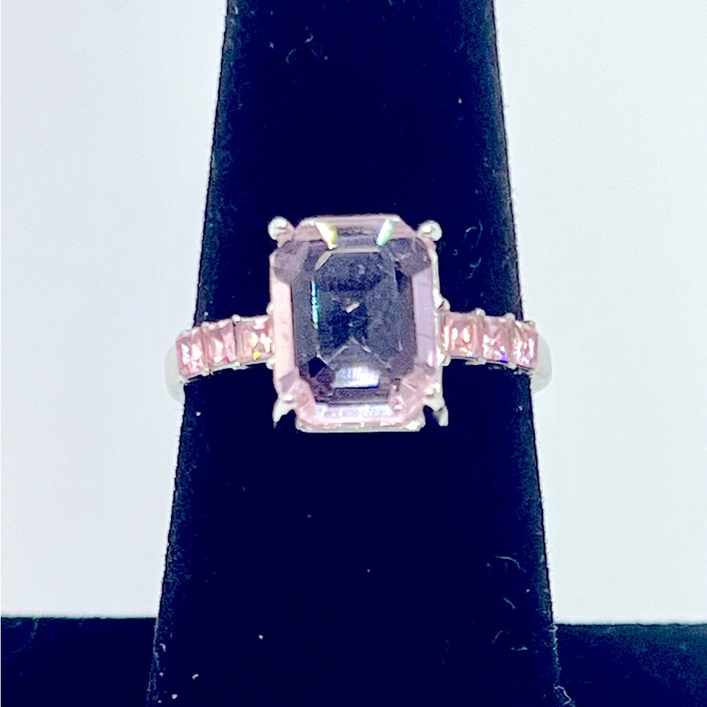 Elegant Blush Pink & Silver Ring Sz 7, Marked 925, but I think it’s silver tone